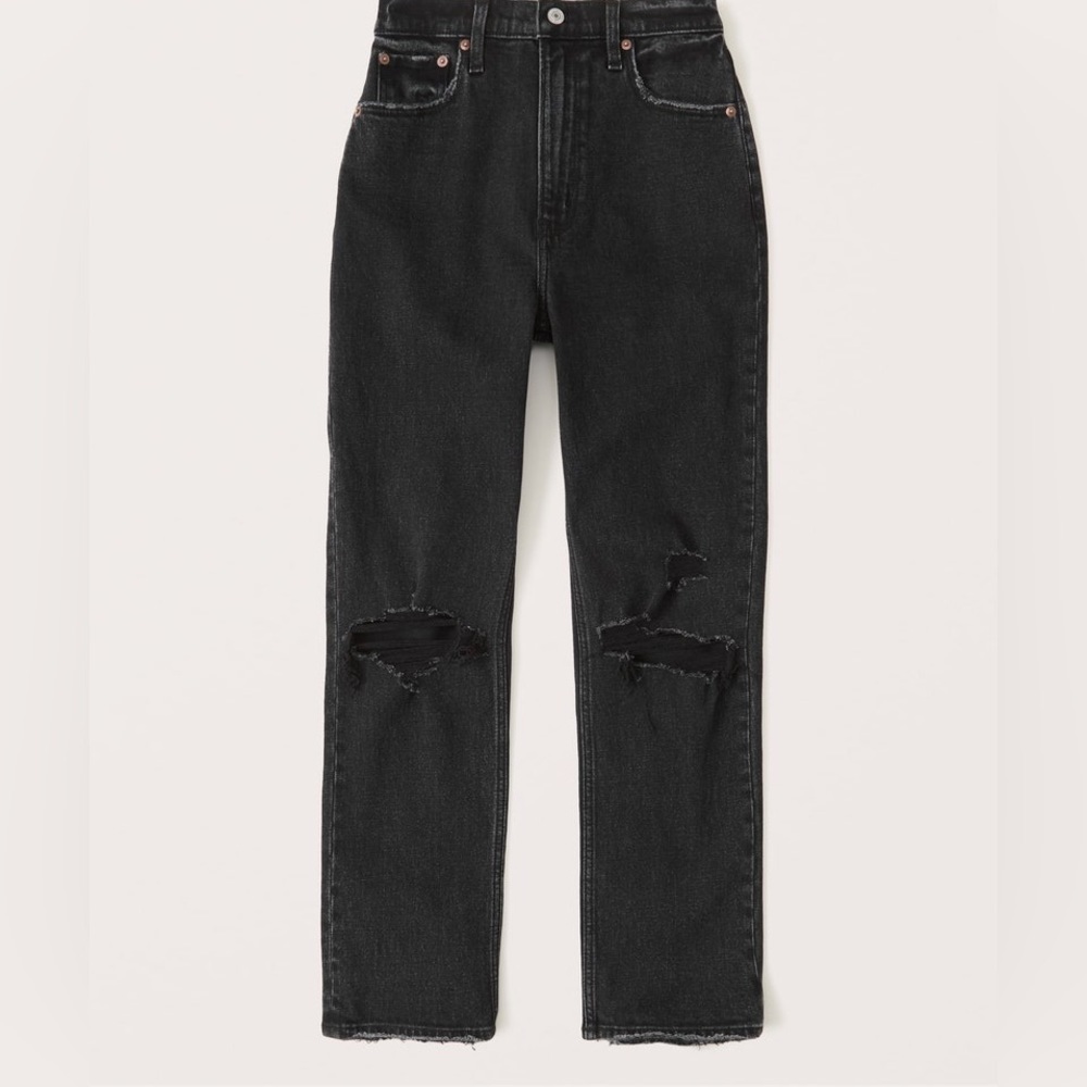 NWT Abercrombie Curve Love Ankle Straight Ultra High Rise Jeans - Black - 4/27